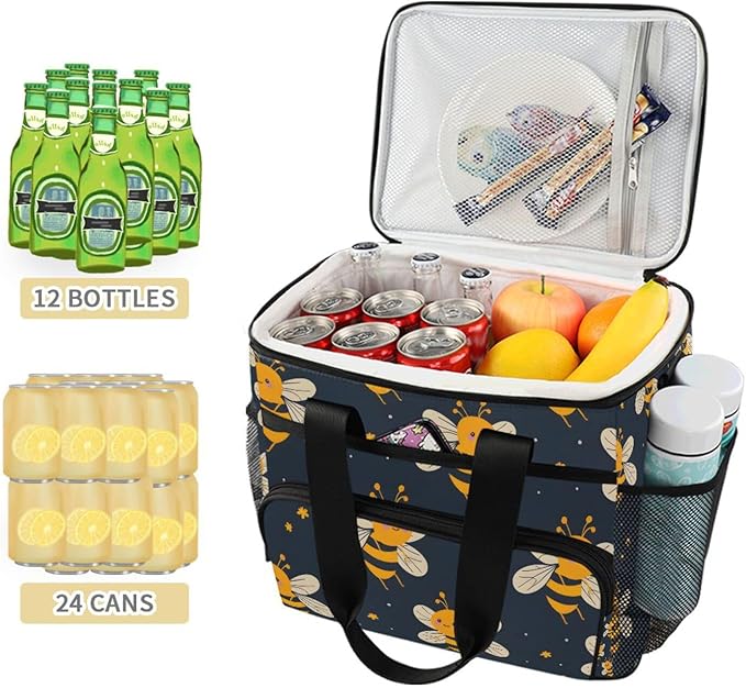 Cooler Bag Insulated Picnic Bag Large Lunch Box Reusable Tote Bag Soft Sided Portable Beach Cooler Grocery Camping