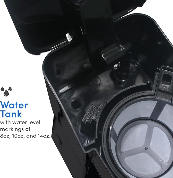 Elite Gourmet EHC111A Personal Single-Serve Compact Coffee Maker Brewer Includes 14Oz. Stainless Steel Interior Thermal Travel Mug, Compatible with Coffee Grounds, Reusable Filter, Black