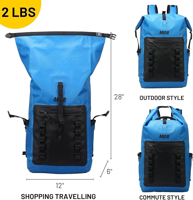 MIER Dry Bag Waterproof Backpack 30L Dry Sack Heavy Duty Roll-Top Closure for Kayaking, Beach, Boating, Swimming, Surfing