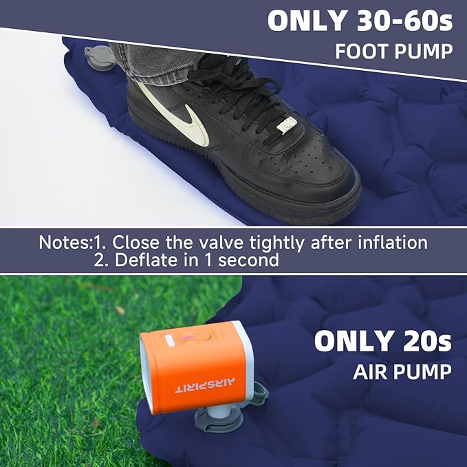 Inflatable Sleeping Pad with Pillow for Camping-Built in Foot Pump Fast Inflation-Ultralight Upgraded Durable Compact Sleeping Mat Moisture Proof Air Mattress for Backpacking,Hiking,Travel,Tent