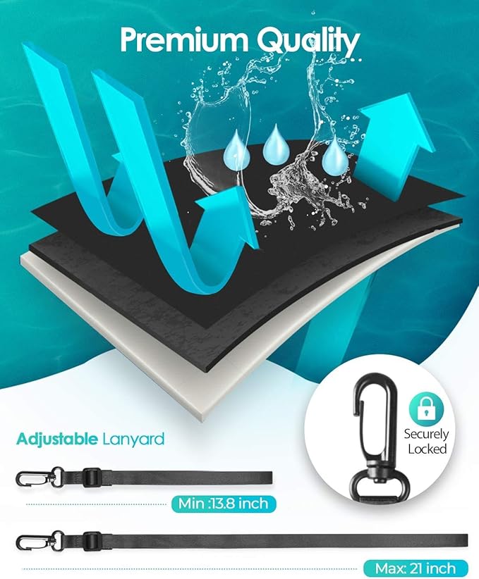 Hiearcool Waterproof Phone Pouch, Waterproof Beach Bag Compatible for iPhone 16 15 14 13 Pro Max, IPX8 Cellphone Travel Essentials for Beach -Black & Sky Blue-2Pack