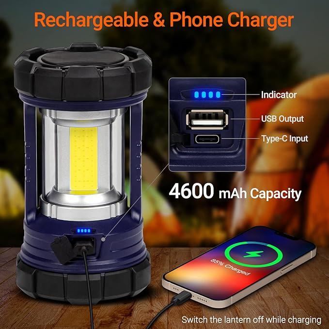 Camping Lantern, 3200LM LED Lanterns for Power Outages, 4600mAh Phone Charger & Rechargeable Lantern, 5 Light Modes Camping Lights & Lanterns for Hurricane/Emergency, CT CAPETRONIX Camping Accessories