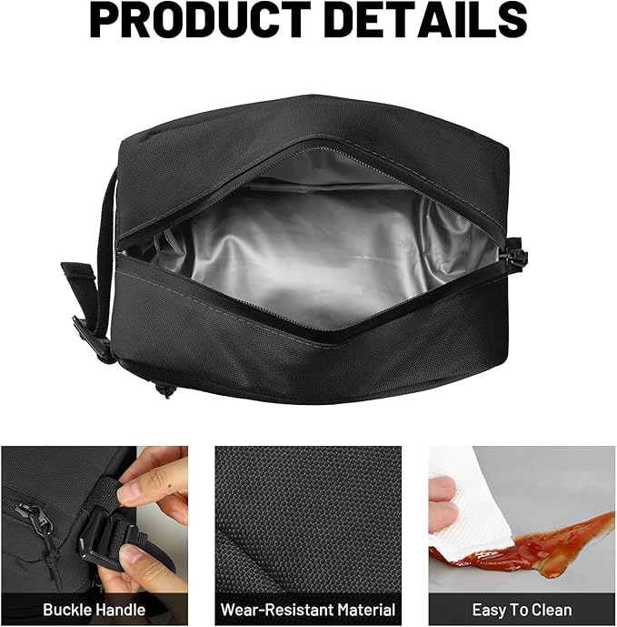 MIER Freezable Snack Bags Small Frozen Mini Cooler Lunch Bag Freezer Insulated Pouch for Kids Adults Work School Travel On-the-go, Black