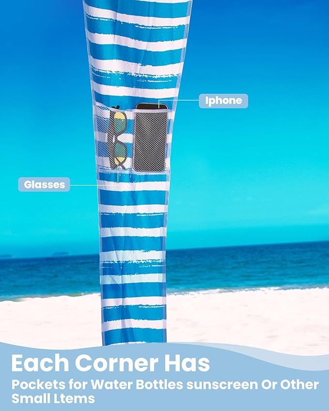 Qipi Beach Cabana - Easy to Set Up Canopy, Waterproof, Portable 6' x 6' Beach Shelter, Included Side Wall, Shade with UPF 50+ UV Protection, Ultimate Sun Umbrella - for Kids, Family & Friends