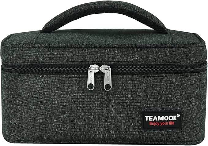 Small Lunch Bag Mini Lunch Box Insulated Portable for Adults Men Women Work with Handle En-large 5.8L Black