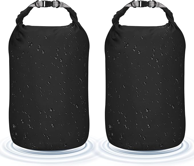 Desoto Waterproof Dry Bag 2 packs, 2L/5L/10L/20L/40L/70L Dry Sack Lightweight Portable, Dry Storage Bag to Keep Gear Dry Clean for Kayaking, Gym, Hiking, Swimming, Camping (Black, 10L)