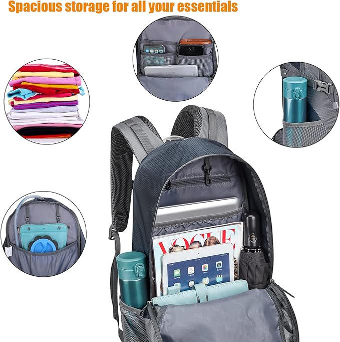 G4Free 35L Hiking Backpack Water Resistant Outdoor Sports Travel Daypack Lightweight with Rain Cover for Women Men (Navy Blue)