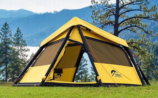 TAILI Inflatable Blow Up Tent for Camping with Hand Pump for 4/8 Person, Easy Setup Outdoor Inflatable Oxford Waterproof Air Tent House for Family Camping Adult