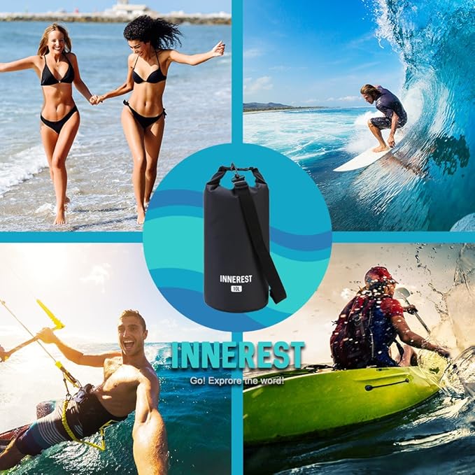 Waterproof Dry Bag Lightweight Sack for Outdoor Water Recreation Beach Boating Camping Fishing Kayaking with a Waterproof phone pouch (Matte Yellow, 10L)