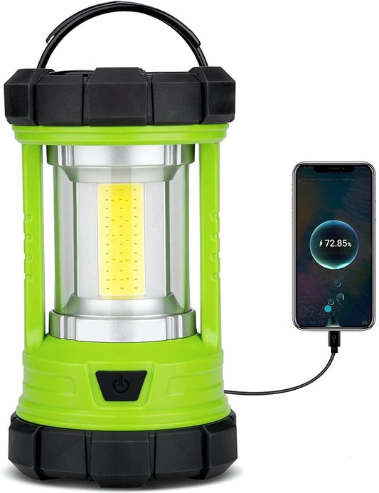 Rechargeable Camping Lantern, 3000LM 5 Light Modes Camping Light 4400 Capacity Phone Charger LED Impact-Resistant Flashlight Lantern Portable Waterproof Hurricane Lanterns for Emergency(Pale Green)