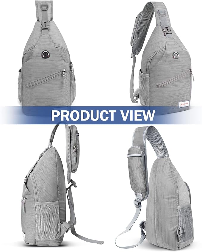 ZOMAKE Sling Bag for Women Men, Small Crossbody Sling Backpack, Mini Water Resistant Shoulder Daypack for Travel, Anti Thief Chest Bag for Hiking, Sports(Stripe)