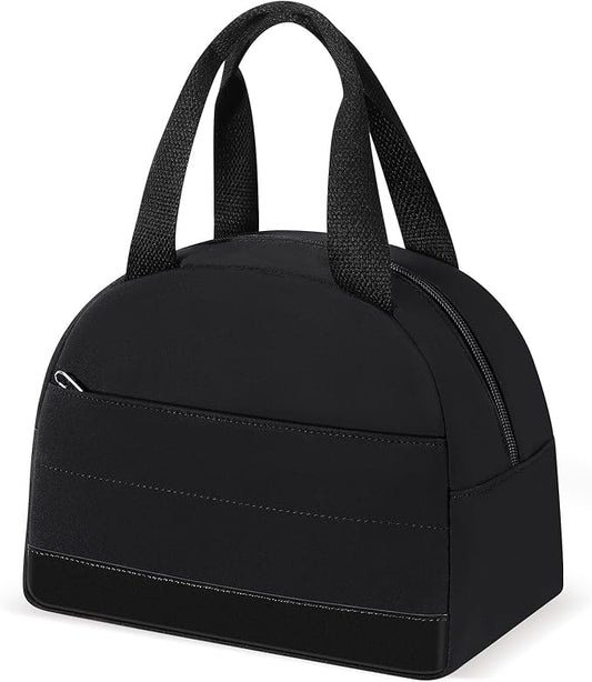 Lunch Box For Women, Insulated Lunch Bag Waterproof Lunch Box Lunch Tote Bag Large Capacity Reusable Insulated Cooler for Work Office Camping Travel, Fits 9 x 7 inch (Black)