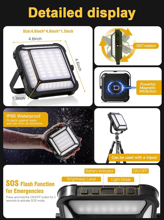 Lanterns for Power Outages, LED Camping Lantern Rechargeable 1000LM, 10000mAh Portable Emergency Light, Waterproof, 3 Modes for Tent, Outdoor, and Emergency Use（Green