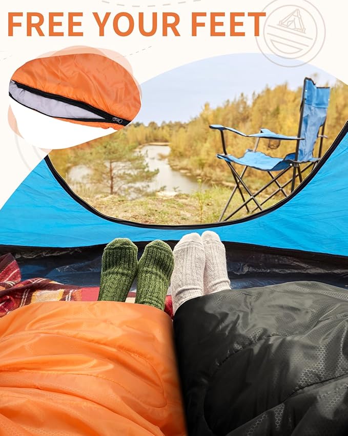 Sportneer Sleeping Bags for Adults, Warm & Cold Weather Sleeping Bag for Adults Kids Boys Girls - Lightweight Compact Camping Gear Equipment, Traveling, Backpacking, Hiking