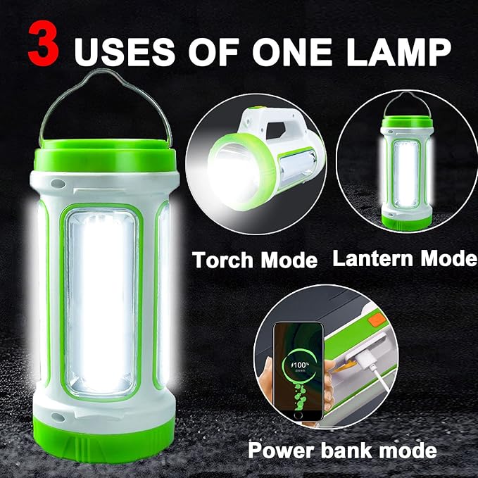 Solar Camping Lantern Rechargeable Camping Lights,4000mah Power Bank for Power Outage Supplies Emergency Lights for Home Power Failure,LM Lantern Light Solar Lamps,6 Modes Long Battery Life