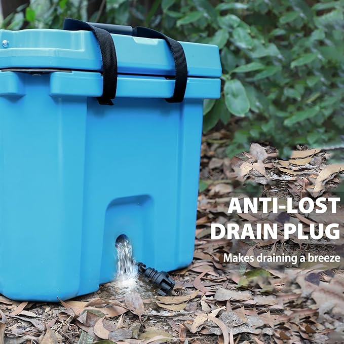 60 Quart Hard Cooler, Insulated Ice Chest Box Holds Ice for up to 6 Days, Portable Cooler with Nylon Rope Handles, Cup Holders, Double Latches for Camping Drink, Beach, Picnic, Fishing, Boat, Barbecue