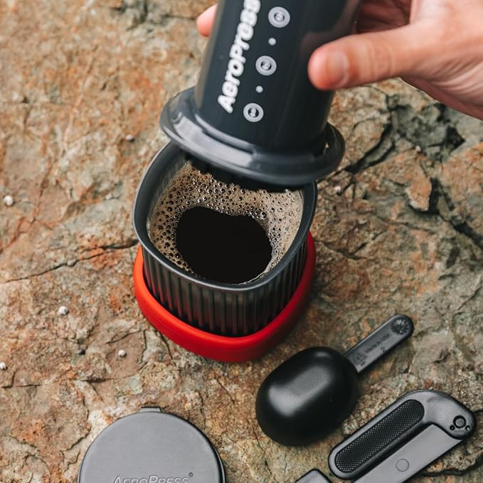 AeroPress Go, Extra Small Portable Coffee Maker Kit, Travel, Hiking & Camping, All-in-One French Press, Pour-Over & Espresso Style Manual Brewer, 2 Min Brew Makes a Less Bitter, More Flavorful Cup