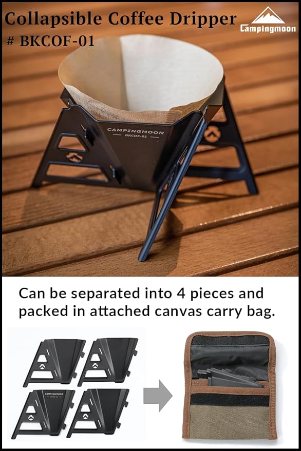 CAMPINGMOON Collapsible Coffee Dripper Pour Over Camping Outdoor 304 Stainless Steel Black BKCOF-01
