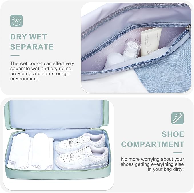 Small Gym Bag for Women, Travel Duffle Bag Carry On Weekender Bag with Shoe Compartment