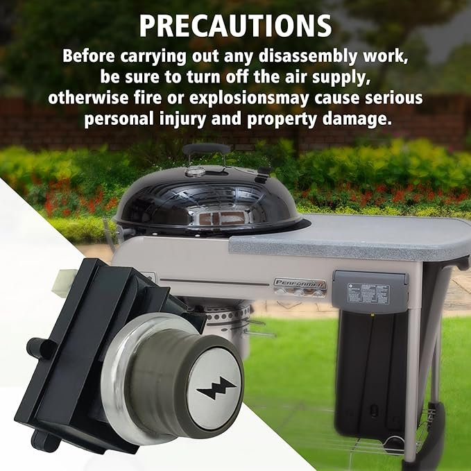 SafBbcue 65737 Igniter Kit for Weber Performer Platinum and Performer Deluxe(2013 and Newer), Grill Replacment Part for Weber Electronic 2-Outlet Ignition Kit, Replaces for Weber 65737, Black
