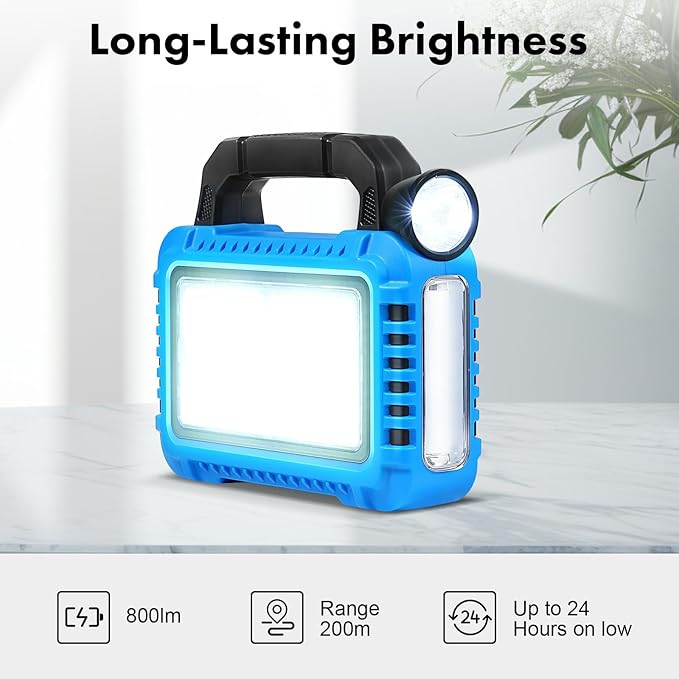 Solar Lantern, LED Flashlight for Power Outages, Portable Camping Essentials Lights, Rechargeable Battery Powered Tent Lights for Emergency, Hurricane, Survival Kits, Operated Lamp