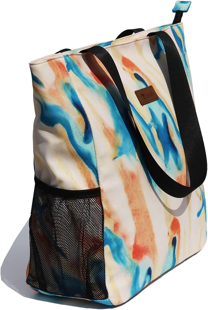 ESVAN Original Floral Water Resistant Large Tote Bag Shoulder Bag for Gym Beach Travel Daily Bags Upgraded