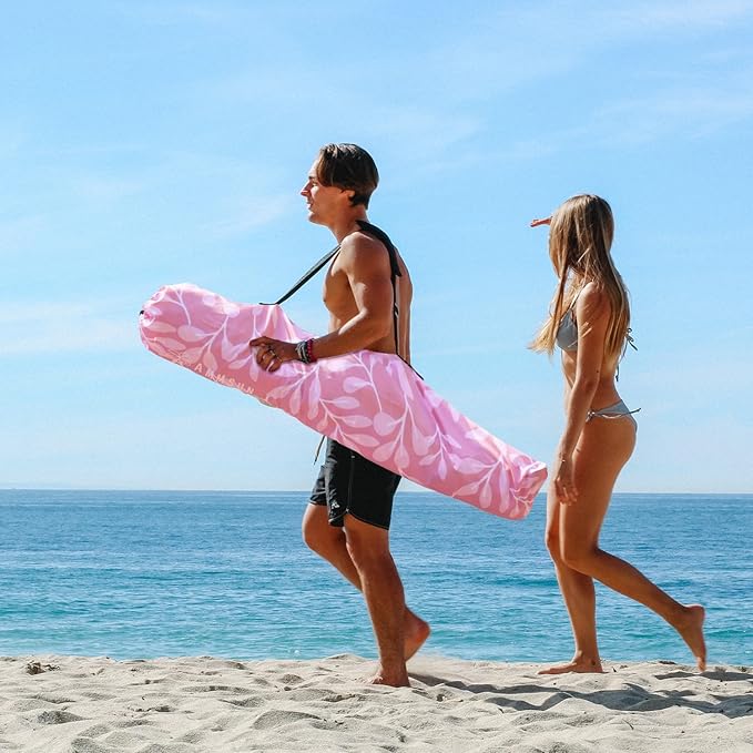 AMMSUN Beach Cabana, 6.2'×6.2' Beach Canopy, Easy Set up and Take Down, Cabana Tent with Sand Pockets, Instant Sun Shade with Side Wall, Pink Leaf