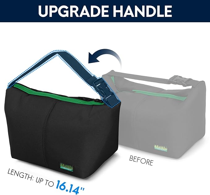 Haimont Small Insulated Lunch Bag for Women Men, Portable Lunch Tote Cooler with Buckle, Leakproof Reusable Lunchbox for Work Picnic Travel, Black