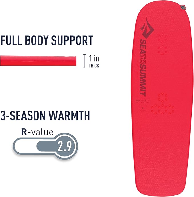 Sea to Summit Ultralight Self-Inflating Foam Sleeping Pad for Backpacking and Camping, Women's Large (72 x 23 x 1 inches)