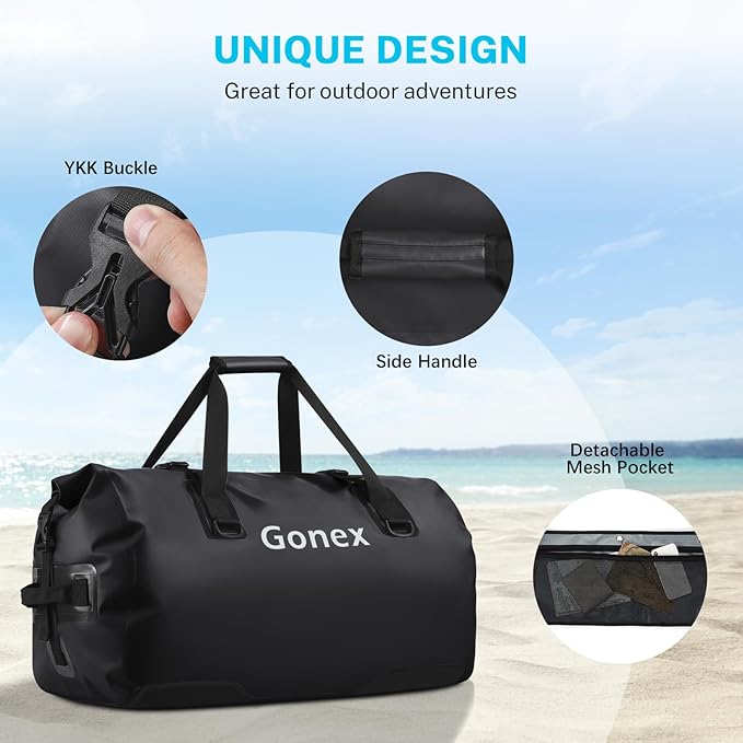 Gonex 40L 60L 80L Extra Large Waterproof Duffle Travel Dry Duffel Bag Heavy Duty Bag with Durable Straps & Handles for Kayaking Paddleboarding Boating Rafting Fishing