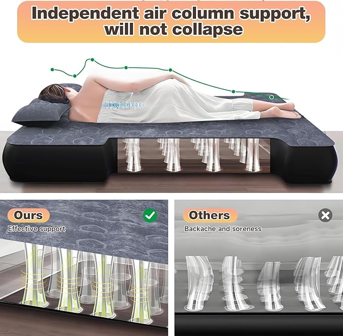 Umbrauto Built-in Pump Air Mattress for 5.5-5.8ft Full Size Truck Bed, Inflatable Airbed with Rechargeable Cordless Pump for Truck Tent Camper