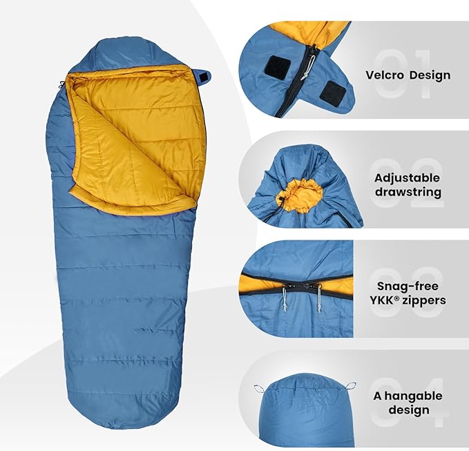 OneTigris Bushcrafter’s Sleeping Bags, Mummy Sleeping Bag for Camping Hiking Backpacking, Survival Gear
