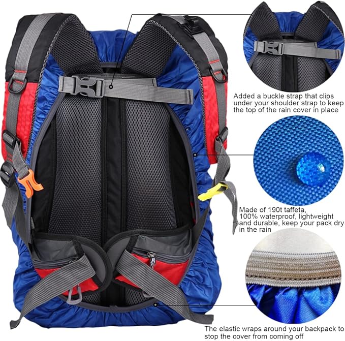Waterproof Backpack Rain Cover with Anti Slip Buckle Strap for Camping, Hiking, Traveling, Hunting, Biking, 15-80L