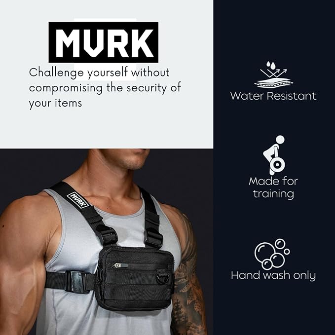 MVRK Water Resistant Chest Bag - Lightweight Tactical Chest Bag For Outdoor Training, Running Chest Pack For Men With Extra Storage