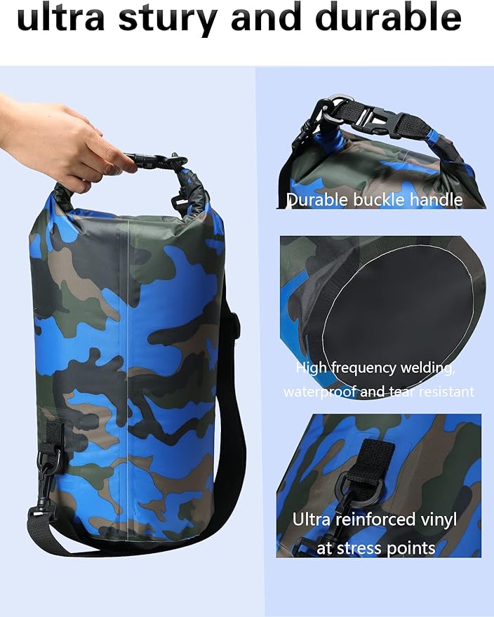 YDYJKI Waterproof Dry Bag Backpack 2L/5L/10L/20L/30L Floating Roll Top Dry Compression Sack Keeps Gear Dry for Kayaking Beach Rafting Boating Hiking Camping and Fishing with Waterproof Phone Case