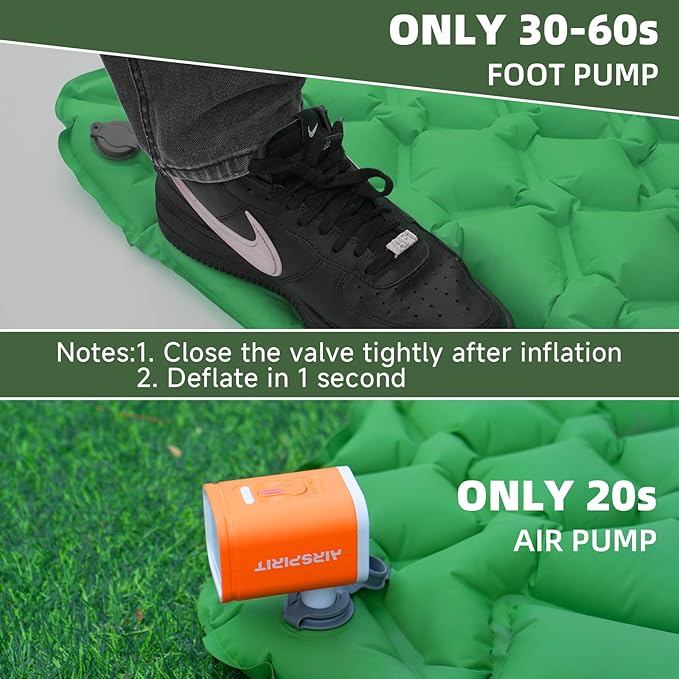 Inflatable Sleeping Pad with Pillow for Camping-Built in Foot Pump Fast Inflation-Ultralight Upgraded Durable Compact Sleeping Mat Moisture Proof Air Mattress for Backpacking,Hiking,Travel,Tent