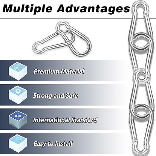 10 PCS 2.36 Inch Spring Snap Hook Carabiner Clip, M6 1/4 Inch Galvanized Silver Steel Quick Link Clip with 260LBS Holding Capacity for Hammock, Dog Leash, Camping, Gym