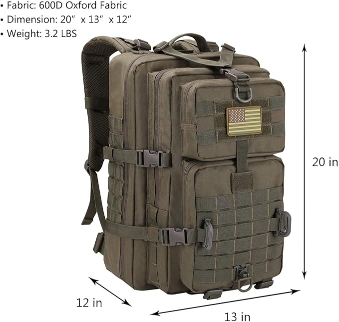 MOLLE Assault Pack, Tactical Backpack Military Army Camping Rucksack, 3-Day Pack