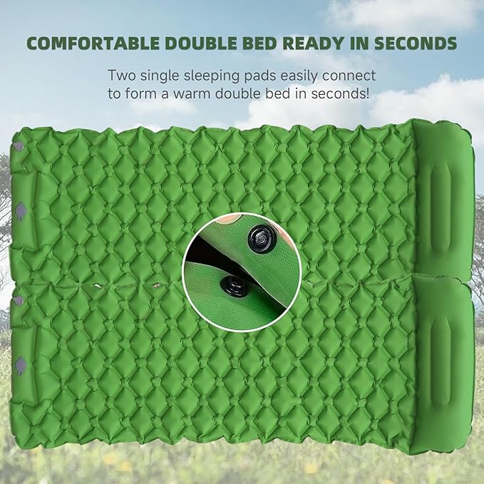 Inflatable Sleeping Pad with Pillow for Camping-Built in Foot Pump Fast Inflation-Ultralight Upgraded Durable Compact Sleeping Mat Moisture Proof Air Mattress for Backpacking,Hiking,Travel,Tent