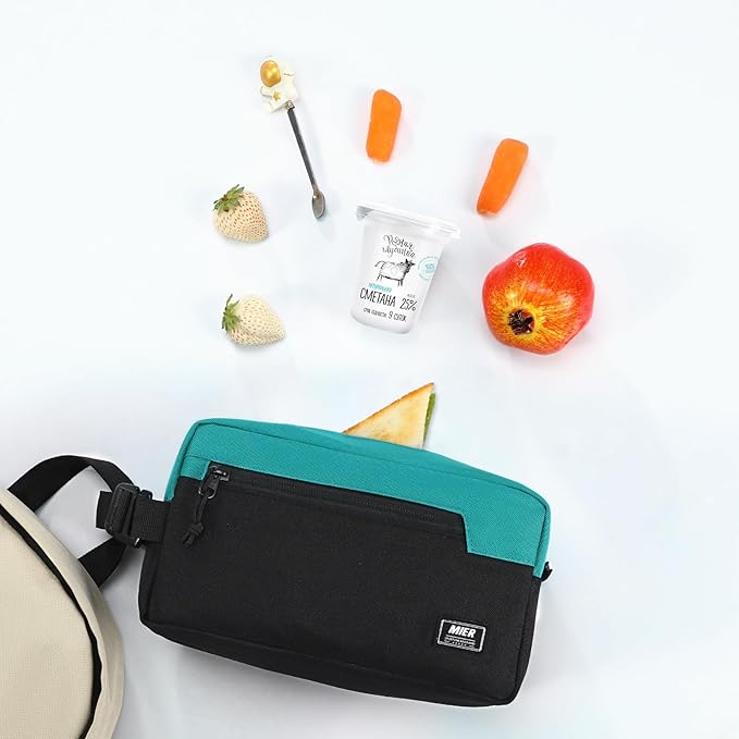 MIER Freezable Snack Bags Small Frozen Mini Cooler Lunch Bag Freezer Insulated Pouch for Kids Adults Work School Travel On-the-go, Blue/Black