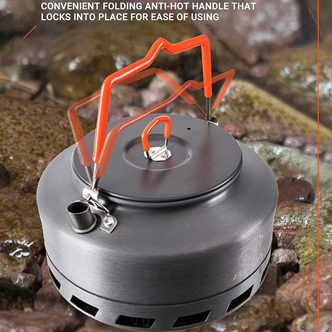 Bulin 1.6L/2.2L Camping Kettle Aluminum Alloy Open Campfire Coffee Tea Pot Fast Heating Outdoor Gear for Boiling Water Ultralight Portable Hiking Picnic Travel