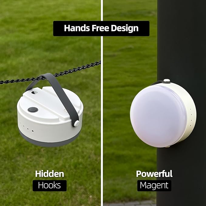 Led Rechargeable Camping Lantern with Tent Light & Portable Lamp - USB-C Magnetic Base, Stepless Dimmable, 2000mAh Battery, Hanging Design, Power Indicator, Compact & Lightweight