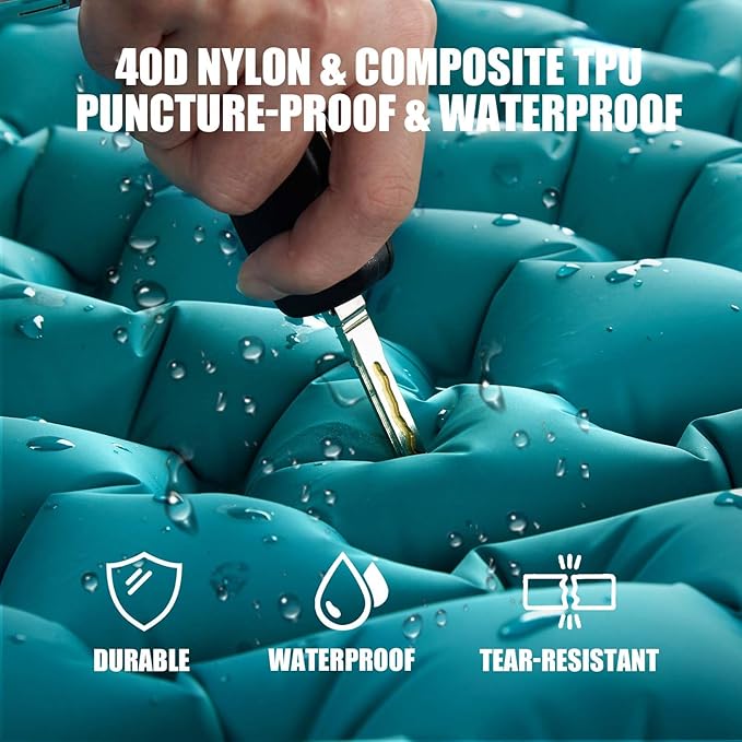 AKSOUL Camping Sleeping Pad with Pillow: Extra Thick 3.9 inch Ultralight Self Inflating Air Mat, Compact Lightweight Insulated Inflatable Sleep Mattress for Backpacking, Camp, Hiking, Tent