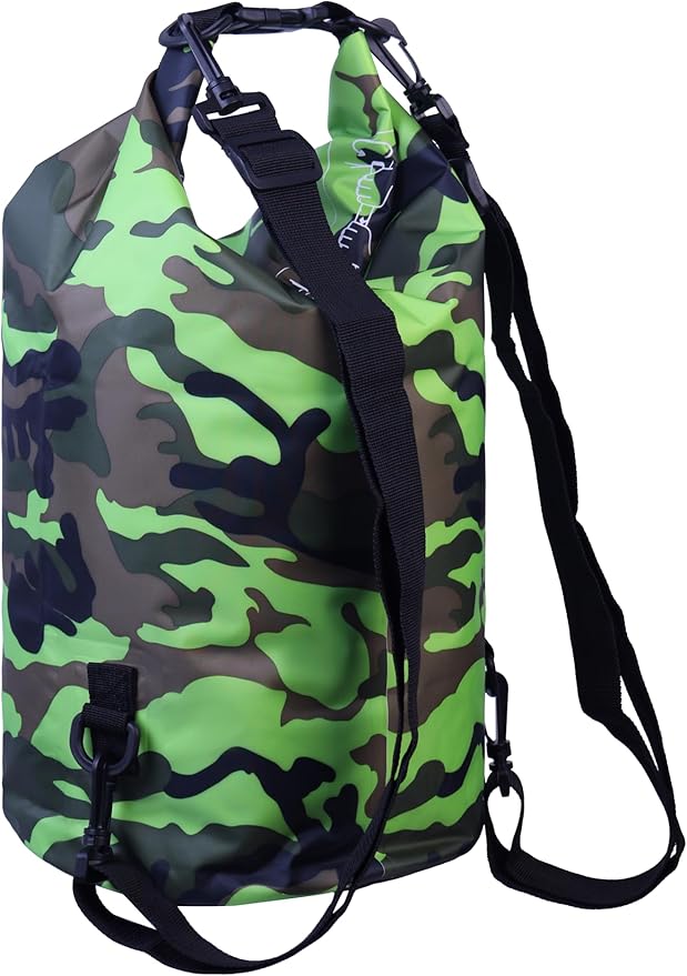 Waterproof Dry Bag Combo 5-30L Roll Top Dry Storage Bag Backpack for Kayaking Boating Beach Camping Travel Fishing, w/Phone Case & Collapsible Water Bottle & Sunglasses & Ear Band,Green 15L