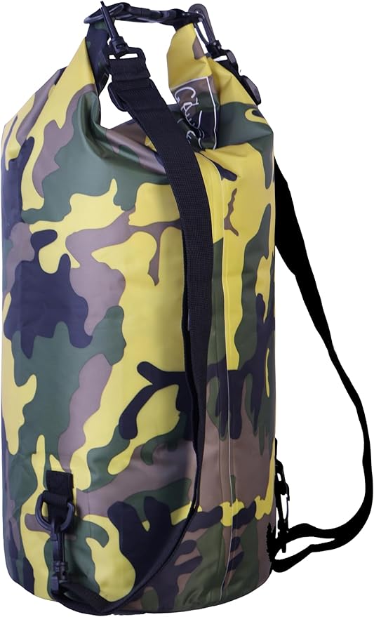 Waterproof Dry Bag Combo 5-30L Roll Top Dry Storage Bag Backpack for Kayaking Boating Beach Camping Travel Fishing, w/Phone Case & Collapsible Water Bottle & Sunglasses & Ear Band,Yellow 20L