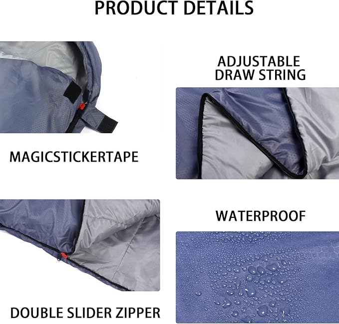 tuphen- Sleeping Bags for Adults Kids Boys Girls Backpacking Hiking Camping Microfiber Liner, Cold Warm Weather 4 Seasons Indoor Outdoor Use, Lightweight & Waterproof