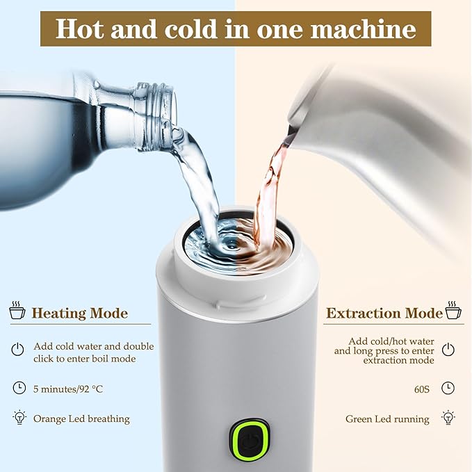 Portable Espresso Maker, Travel Coffee Maker for camping, Portable Espresso Machine with USB-C, 3-in-1 Small Espresso Machine with Ground Coffee & Capsules (NS＆DG) for RV, Hiking, Office (Silver)