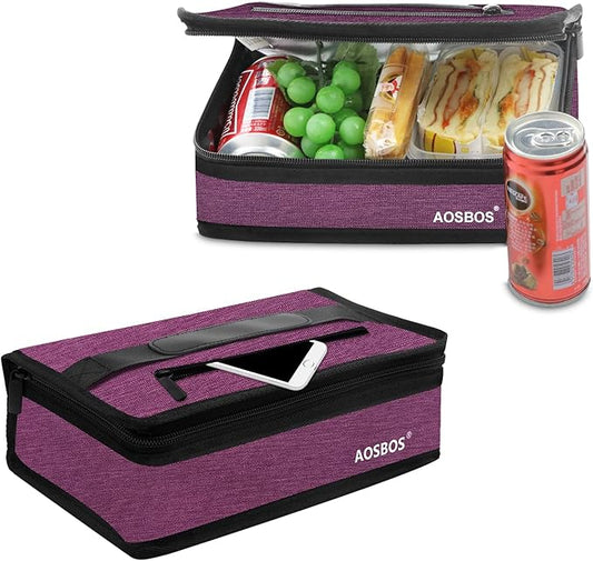 Aosbos Mini Lunch Bag Small Lunch Box for Women Men Insulated Lunchbag Compact Lunch Cooler Bags Adult Lunch Pail Thermal Lunchbox Reusable Snack Boxes Sandwich Container Loncheras Para Mujer