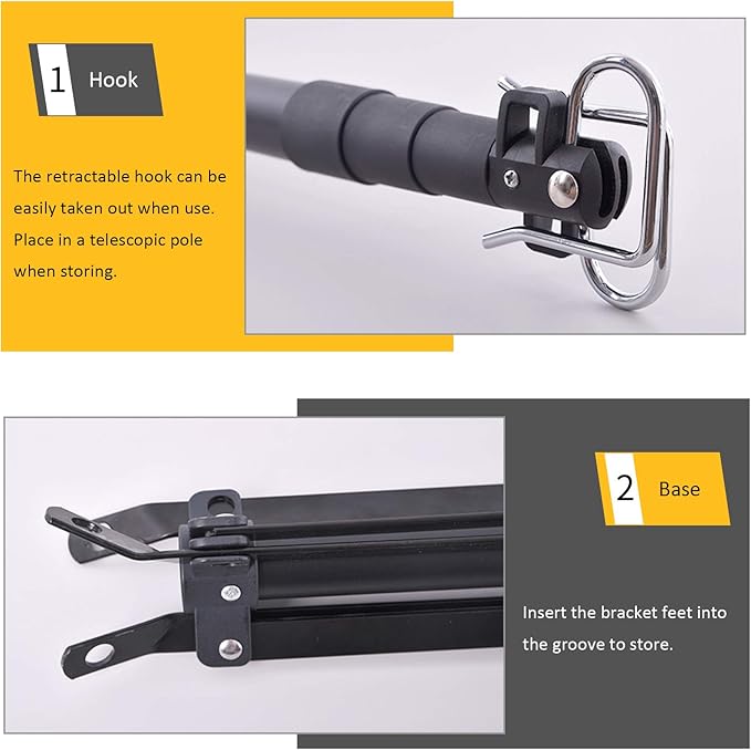 OMUKY Telescopic Lantern Stand with Base Outdoor Camping Lamp Stand Pole Adjustable Lantern Pole (Black)