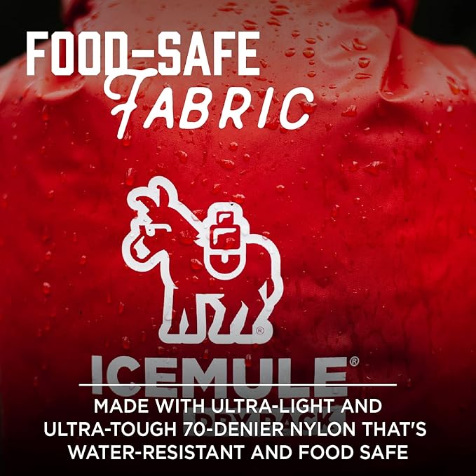 IceMule Pro Dry Pack – Water Resistant Nylon Food Storage Pouch Dry Bag, Perfect for Keeping Lunch Dry While Hiking, Camping, and Beach Going, 10 Liter, Red